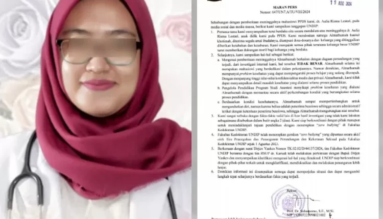 Dokter Aulia Risma Lestari, Mahasiswa UNDIP Diduga Bunuh Diri