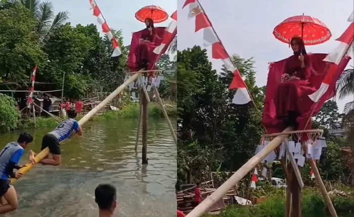 Lomba Panjat Pinang Berhadiah Janda Muda Di Cianjur